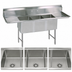 Thumbnail image #3 for BK Resources 3-Compartment Stainless Steel Sink with Left & Right Drainboards, 87-1/4-Inch Wide