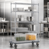 Thumbnail image #3 for Eagle Group 4-Tier Chrome Wire Shelving Dolly Truck, 36W x 18D, Poly Tread Swivel/Brake Casters