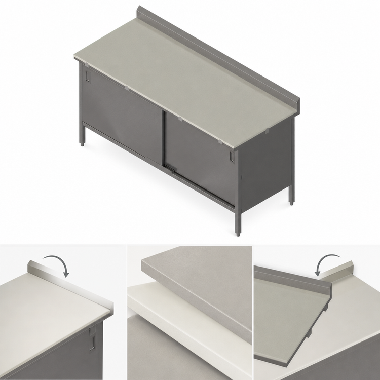 Product image #3 for John Boos 60" W x 30" D Poly Top Work Table with Cabinet Base and Sliding Doors