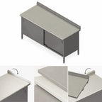 Thumbnail image #3 for John Boos EBSP3R5-3060 60" W x 30" D Poly Top Work Table with Cabinet Base, Sliding Doors, and 5" Backsplash