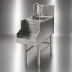 Thumbnail image #3 for Eagle Group Spec-Bar BS14-19 14-Inch-Wide Freestanding Stainless Steel Blender Station with Dump Sink, Faucet, and Recessed Shelf