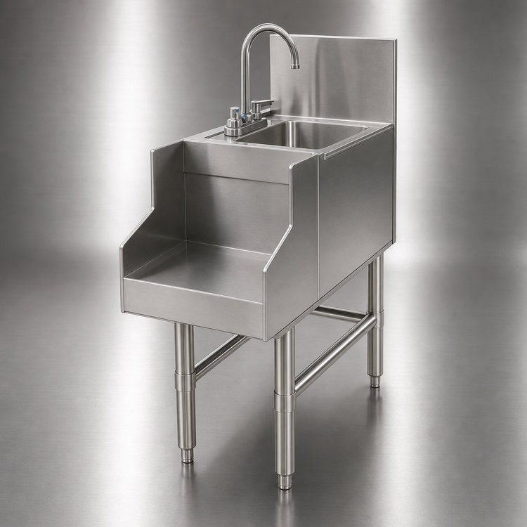 Product image #3 for Eagle Group Spec-Bar 14-Inch Wide Freestanding Stainless Steel Blender Station with Sink and T&S Faucet
