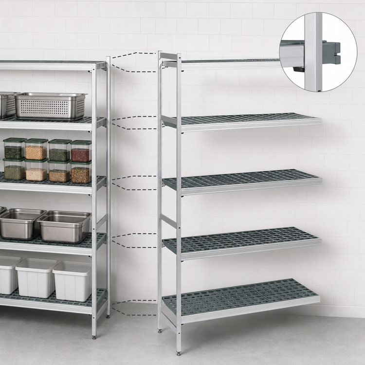 Product image #3 for Fermostock 5-Tier Polymer Shelving Expansion Kit, 83" H x 47" W x 22" D, 800 lbs. per Shelf