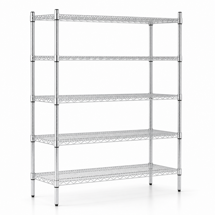 Product image #3 for Quantum 72"W x 24"D x 54"H 5-Shelf Stationary Wire Shelving Starter Kit, 304 Stainless Steel