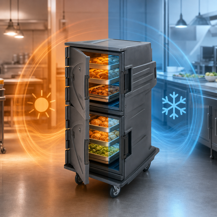 Product image #4 for Cambro Camtherm Tall Profile Electric Hot/Cold Holding Cart, Double Door, 12 Sheet Pan Capacity