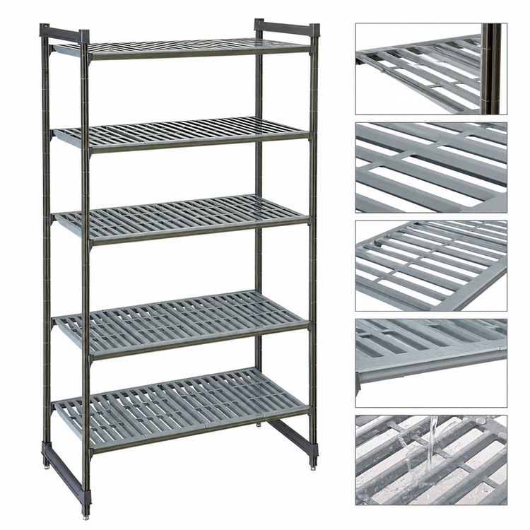 Product image #3 for Cambro Camshelving Basics Plus 21"W x 30"D x 84"H 5-Tier Vented Stationary Starter Unit