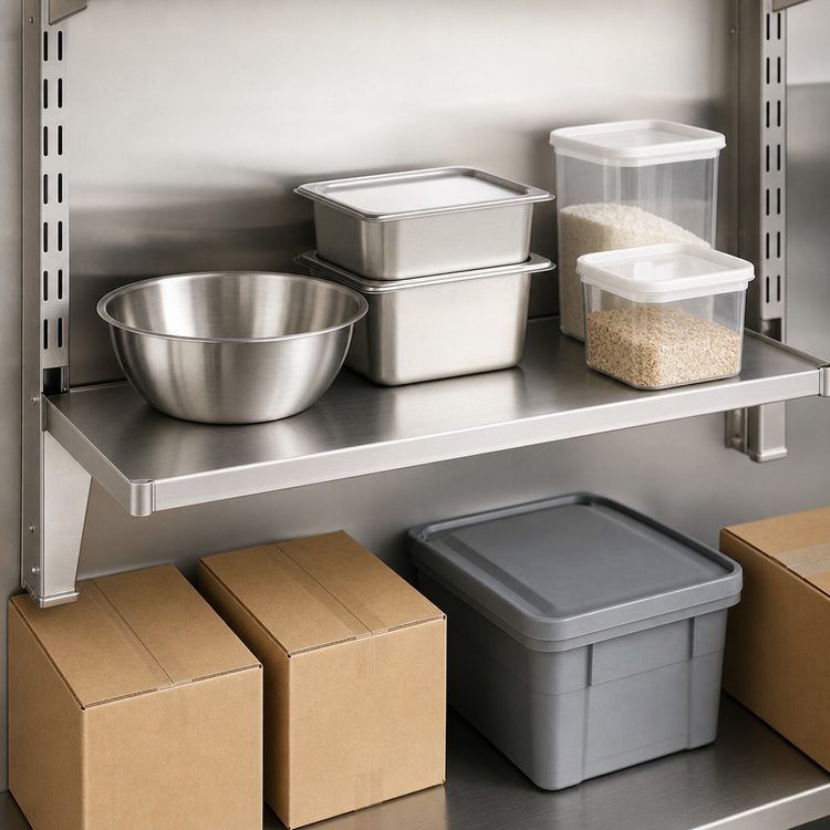 Product image #3 for Eagle Group Solid Stainless Steel Commercial Shelf, 48" W x 21" D, Marine Edge