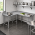 Thumbnail image #3 for Advance Tabco KTMS-2412 L-Shaped Stainless Steel Corner Work Table, 144-Inch x 60-Inch with 24-Inch Working Depth and 5-Inch Backsplash