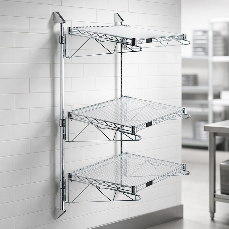 Product image #3 for Quantum Wall-Mounted Cantilever Shelf Starter Unit with 3 Wire Shelves
