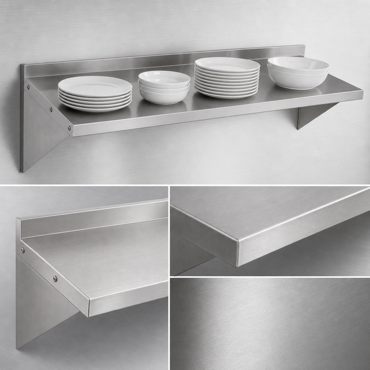 Product image #3 for Stallion 72-Inch Wall-Mounted Stainless Steel Shelf