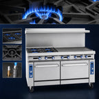Thumbnail image #3 for Imperial (Middleby) Pro Series IR-4-G48 72-Inch Gas Restaurant Range with 4 Open Burners, 48-Inch Griddle & 2 Standard Ovens