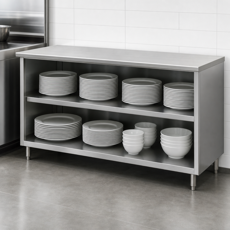 Product image #3 for Eagle Spec-Master Open Front Plate Cabinet, 60W x 18D, Stainless Steel Top, Body, Shelf & Legs