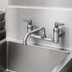 Thumbnail image #3 for T&S Brass 8-Inch Wall-Mount Sink Mixing Faucet with 8-Inch Swing Nozzle and Lever Handles
