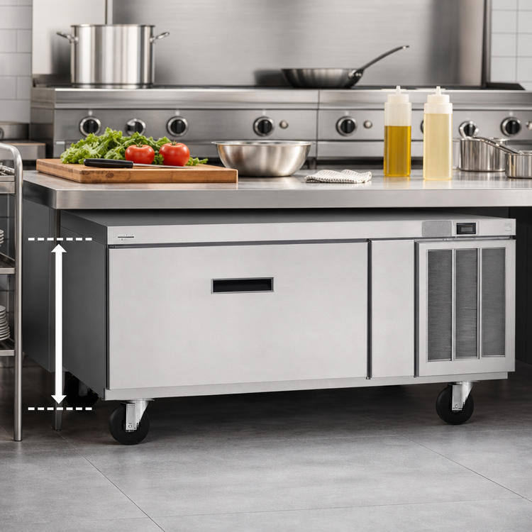 Product image #3 for Delfield Low-Profile 2-Drawer Freezer Equipment Stand, Side-Mounted Self-Contained Refrigeration