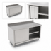 Thumbnail image #3 for John Boos 60-Inch x 24-Inch Cabinet Base Work Table with Sliding Doors and 5-Inch Backsplash