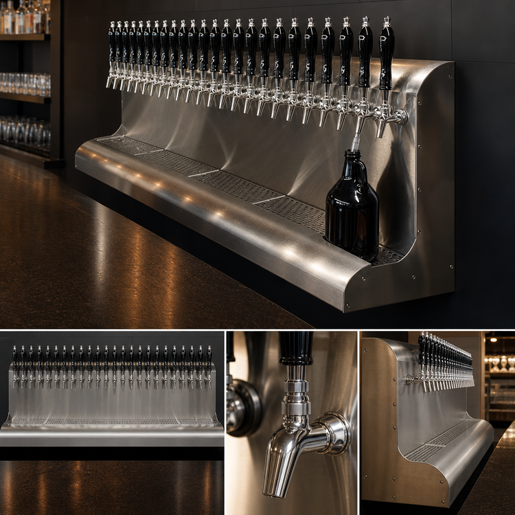 Product image #3 for Perlick 3076-28 Modular Wall Mount Air Cooled Draft Beer Dispensing Tower with 28 Faucets