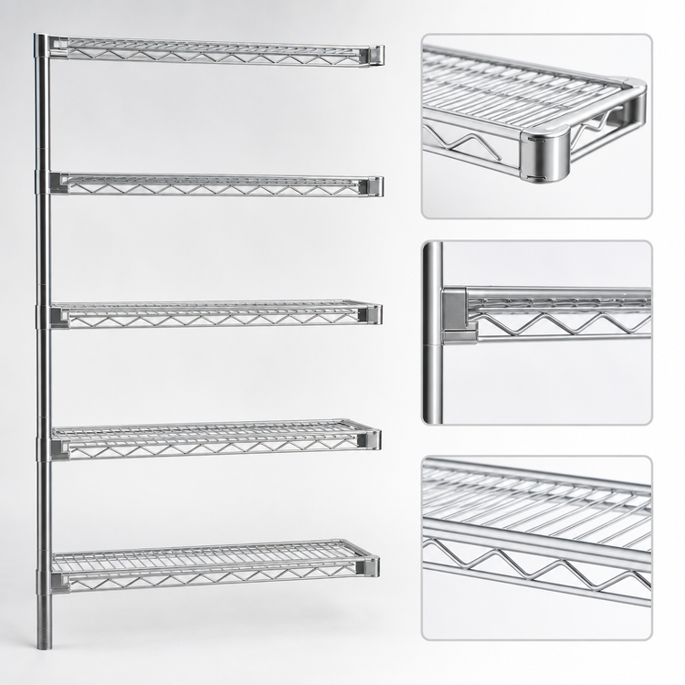 Product image #3 for Eagle Group 5-Tier Add-On Wire Shelving Unit, 42 x 21 x 74 Inches, Chrome-Plated