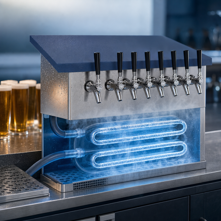 Product image #3 for Glastender Underbar Glycol-Cooled Draft Dispensing Tower with 8 Stainless Steel Faucets