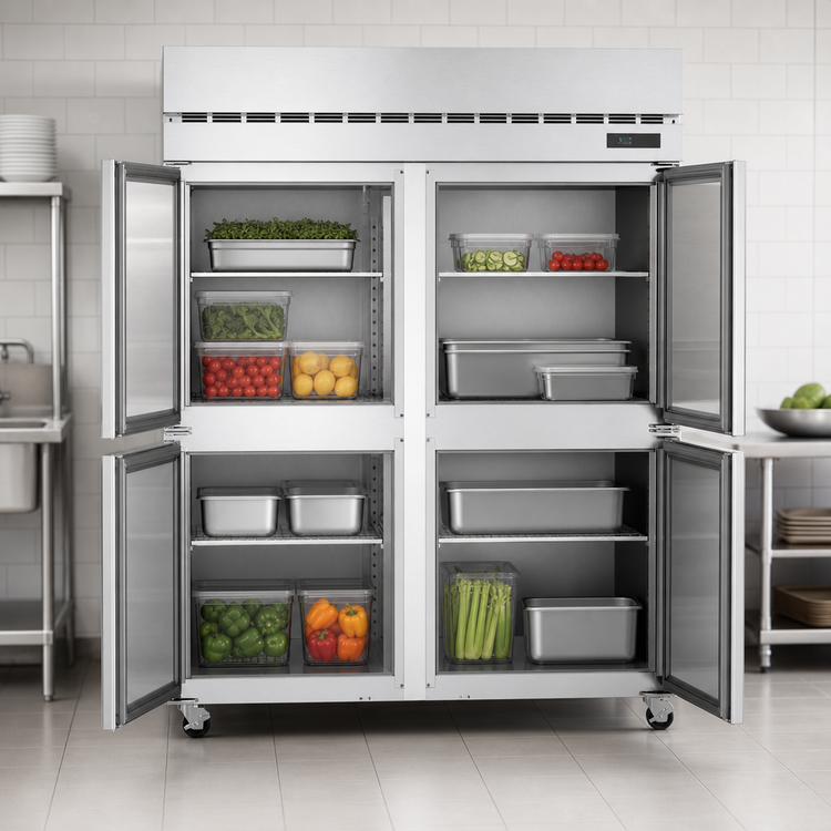 Product image #3 for Hoshizaki Steelheart Two-Section Reach-In Refrigerator with Half-Height Solid Hinged Doors, 50.37 Cu. Ft., Top-Mounted Self-Contained