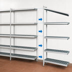 Thumbnail image #3 for Fermod Fermostock 5R26B83-E 5-Tier Perforated Polymer Shelving Add-On Unit, 26 x 18 x 83 Inches, Gray