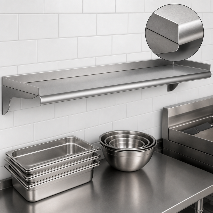 Product image #3 for Eagle Group 84 Inch Wall-Mounted Stainless Steel Shelf, 10 Inch Deep, 14 Gauge 304