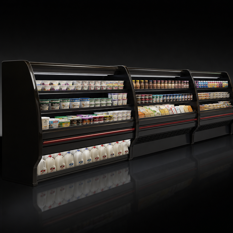Product image #3 for Howard-McCray 40E Series 51-Inch Black Dairy Curved End Open Merchandiser Refrigerator, Self-Contained, LED