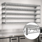 Thumbnail image #3 for Eagle Group QuadTruss S5-5B-SSW1860C 5-Tier Wall-Mounted Open Wire Shelf Kit, 60W x 18D, Chrome, Stud-Mount Brackets