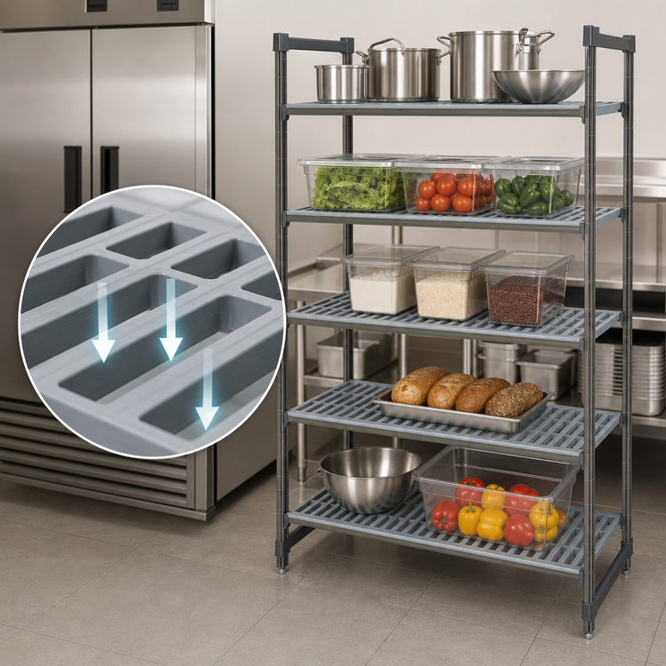 Product image #3 for Cambro Camshelving Basics Plus 5-Shelf Stationary Starter Unit, 18 x 30 x 84 Inches, Brushed Graphite
