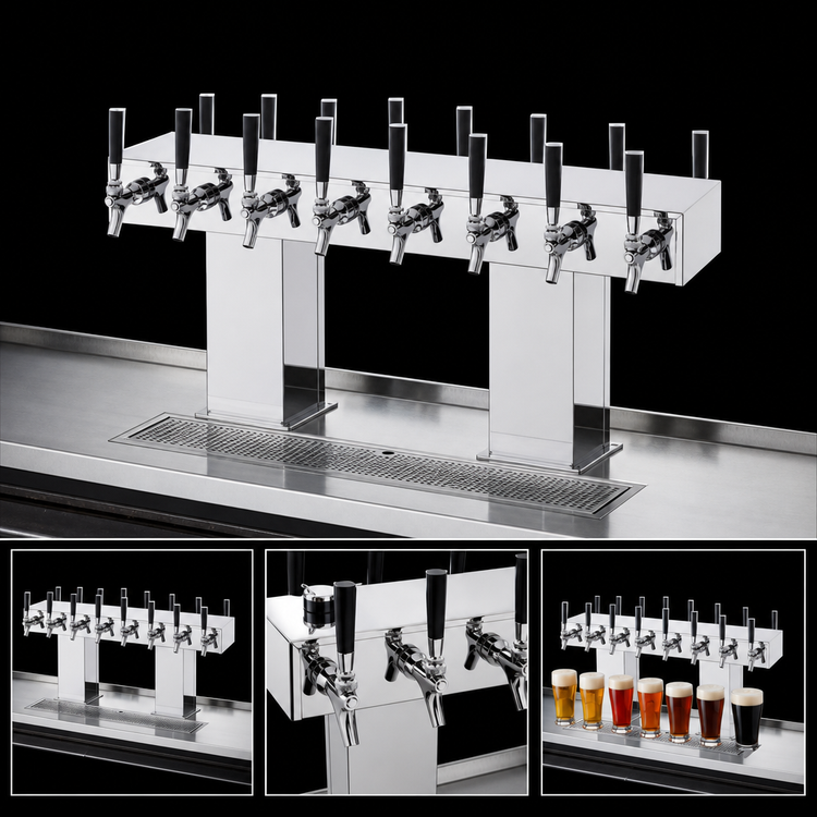 Product image #3 for Perlick Extra High 24-Faucet Bridge Tee Countertop Glycol-Cooled Draft Beer Tower, Polished Chrome