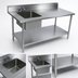 Thumbnail image #3 for John Boos 60-Inch x 30-Inch Stainless Steel Sink Table with Left Prep Sink, 5-Inch Backsplash and Undershelf