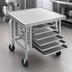 Thumbnail image #3 for Advance Tabco 30 x 30 Inch Mobile Mixer Table with 6-Pan Rack Slides, 304 Stainless Steel Top, Galvanized Base