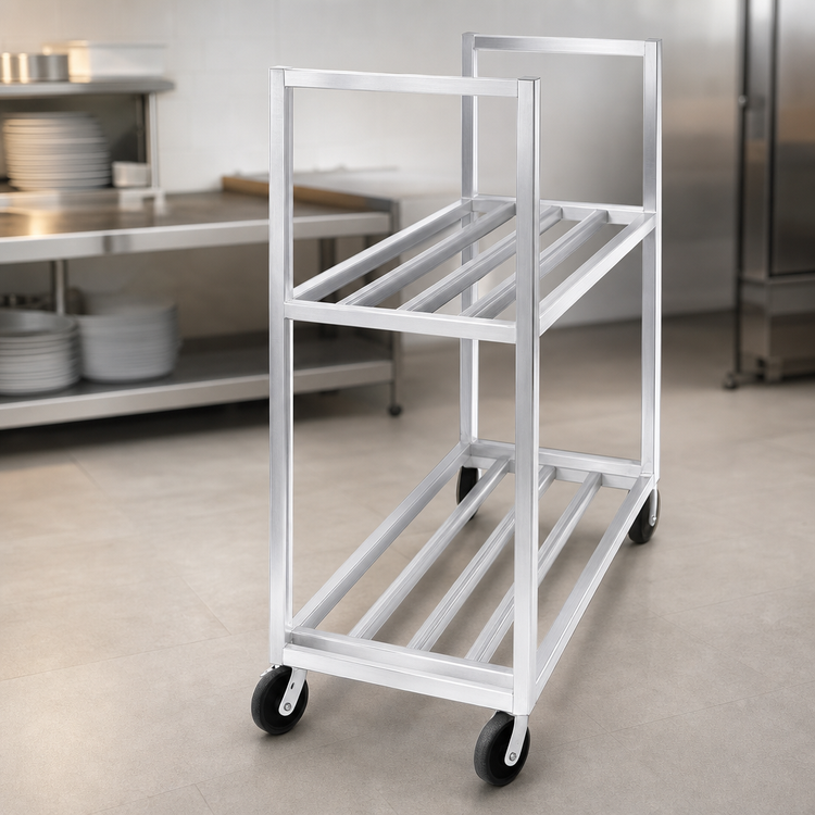 Product image #3 for Channel Aluminum Banquet / Utility Bus Cart with 2 Tubular Shelves, 48 x 20 x 67.5 Inches