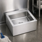 Thumbnail image #3 for Klinger's Trading FMS2016 Stainless Steel Floor-Mount Mop Sink, 16" x 20" x 6" Bowl, 3-1/2" Drain Basket