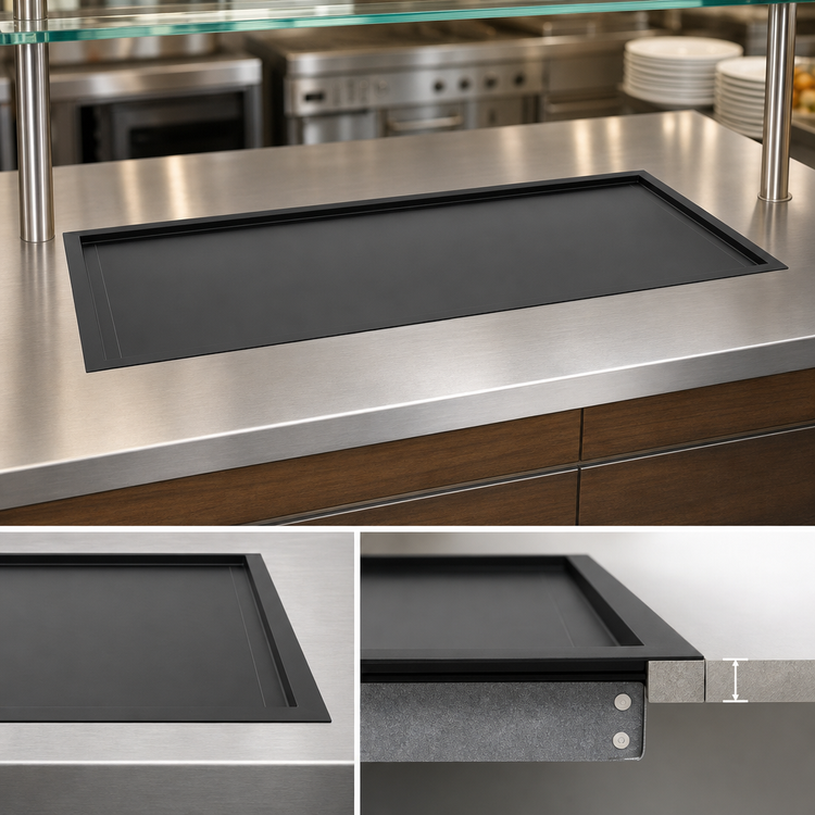 Product image #3 for Vollrath FC-4HS-54120-BKR Recessed Drop-In Warming Shelf, 56 Inch, Black Aluminum, 120V