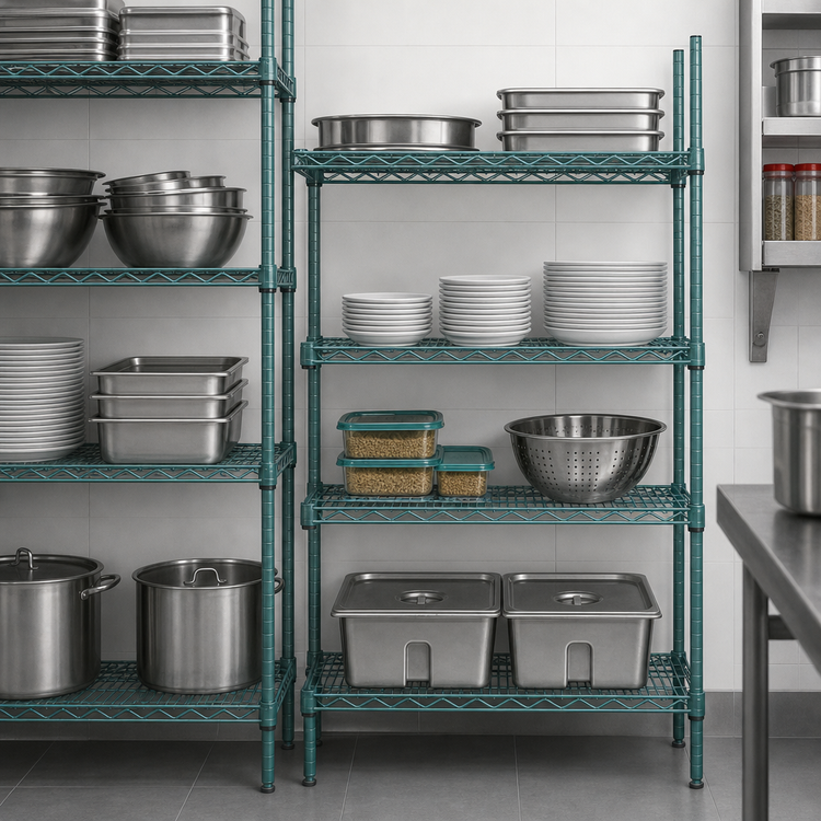 Product image #3 for EagleGard 4-Tier Add-On Wire Shelving Unit, 36"W x 18"D x 63"H, Blue-Green Hybrid Epoxy Finish