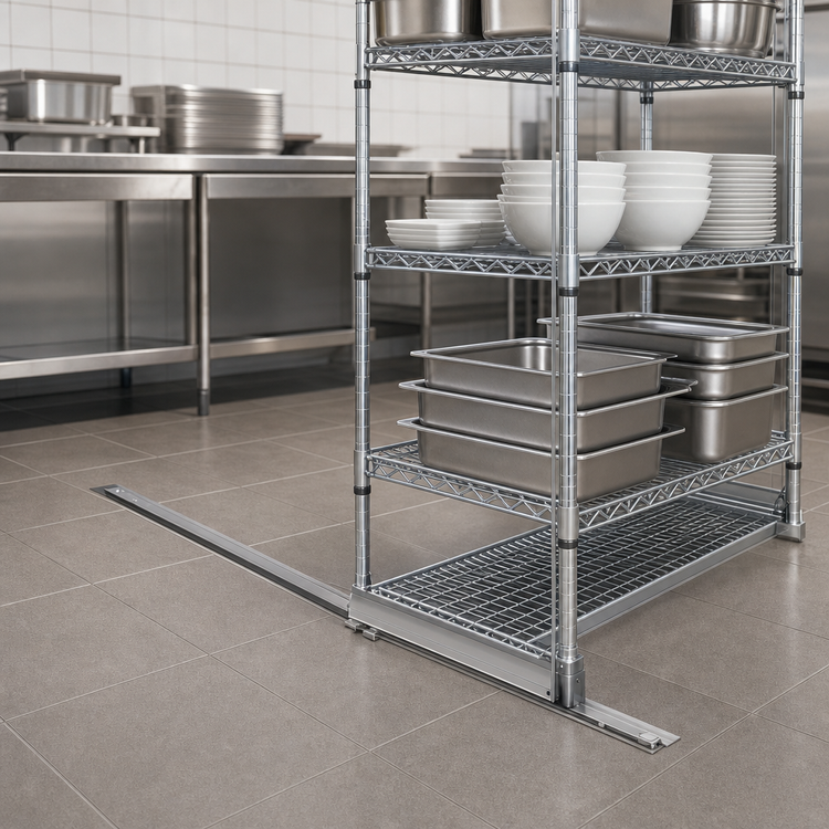 Product image #3 for Eagle Group Floor-Trak Single-Deep Floor Track Kit for Wire Shelving, 18 Ft. Long