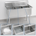 Thumbnail image #3 for BK Resources Three Compartment Stainless Steel Sink, No Drainboards, 16 x 20 x 12 Inch Bowls, 9-Inch Backsplash
