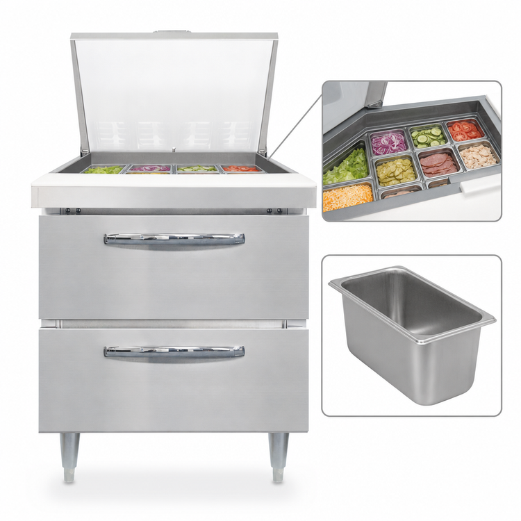 Product image #3 for Continental Refrigerator D27N12M-D Designer Line 27" One-Section Mighty Top Sandwich Prep Table with Drawers