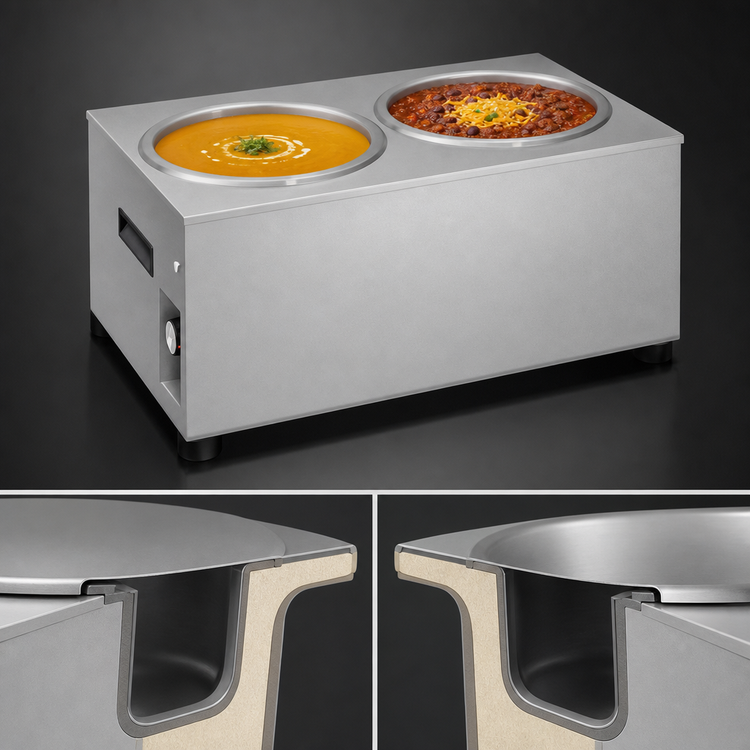 Product image #3 for Hatco Countertop Dual-Well Wet Soup Warmer, 2 x 11 Qt., 750W, 120V