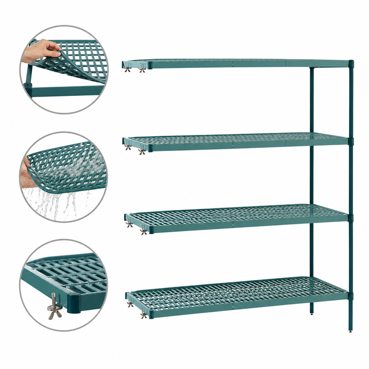 Product image #3 for Metro Super Erecta Pro 4-Shelf Add-On Shelving Unit with Removable Polymer Shelf Mats, 21 x 54 x 74 Inches, Green