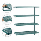 Thumbnail image #3 for Metro Super Erecta Pro PR-215474K3-A-4 4-Shelf Add-On Shelving Unit with Removable Polymer Mats, 21 x 54 x 74 Inches, Green