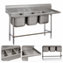 Thumbnail image #3 for 3-Compartment Commercial Sink with Right-Hand Drainboard, 14-Gauge 304 Stainless Steel, 88-3/8 Inch Overall Length