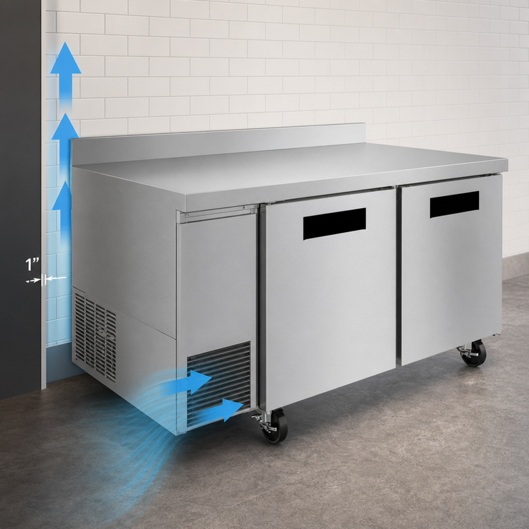 Product image #3 for Hoshizaki Steelheart 67-Inch Two-Section Worktop Refrigerator with Side-Mounted Self-Contained Refrigeration