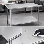 Thumbnail image #3 for Advance Tabco MG-364 48"W x 36"D 16-Gauge 304 Stainless Steel Flat-Top Work Table with Galvanized Adjustable Undershelf