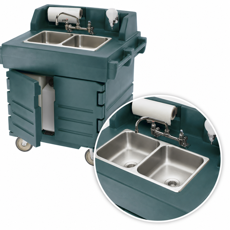 Product image #4 for Cambro CamKiosk Mobile Hand Sink Cart with 2-Compartment Sink and Hot Water Heater