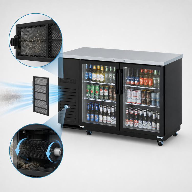 Product image #3 for Turbo Air Super Deluxe 2-Section Glass Door Back Bar Cooler, 19 Cu. Ft.