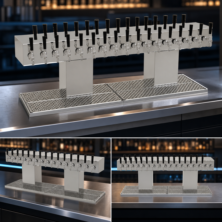 Product image #3 for Glastender DT-32-MFR Double-Sided Countertop Draft Dispensing Tower, 32 Faucets, Glycol-Cooled, Mirror Finish