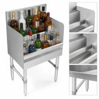 Thumbnail image #3 for John Boos Slim-Line UBLD-1824-X Freestanding Underbar Liquor Bottle Display, 3-Step, Stainless Steel, 24"W x 18"D x 32-1/2"H