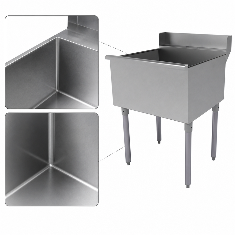 Product image #3 for Advance Tabco Square Corner Single-Compartment Scullery Sink with 4-Inch Backsplash and Rear Deck