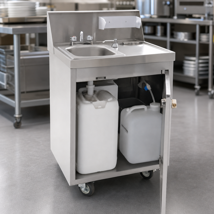 Product image #3 for Eagle Group Portable Self-Contained Hand Sink with 10 x 14-Inch Bowl, Fresh/Waste Tanks, and Stainless Steel Cabinet